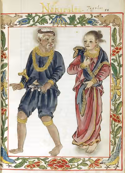 orang Tagalog — Depiction of a pre-colonial noble Filipino couple in the Boxer Codex.