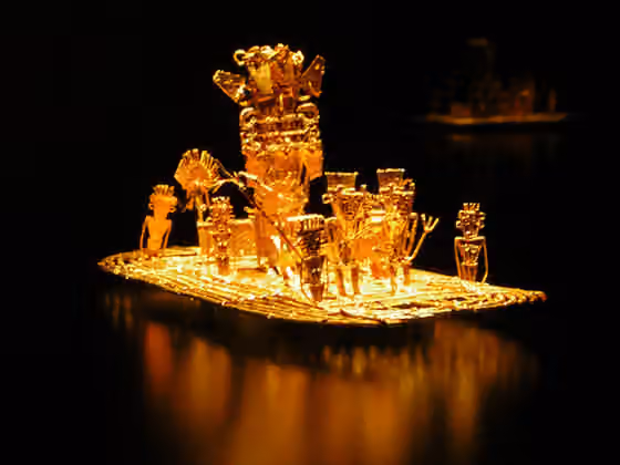 Muiska — Muisca raft, representation of the initiation of the new Zipa in the lake of Guatavita.