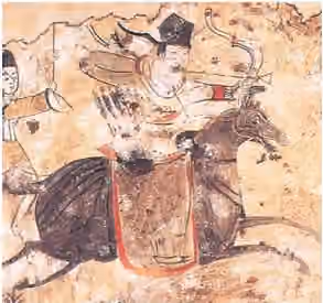 Xianbei — From the Xianbei Tomb Paintings (of Former Yan) excavated in 1982 at the Zhao-yang 袁台子朝陽 area, across the Daling River, Liao-xi.