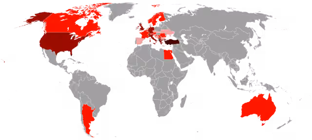 orang Albania — Map of the Albanian people around the world.