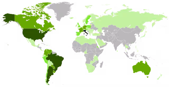 orang Italia — Map of the Italian people around the world.