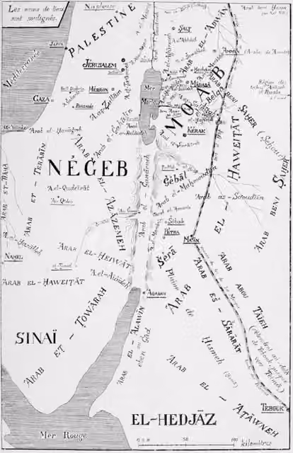 Tarabin Bedouin — Map showing the bedouin tribes around 1908.