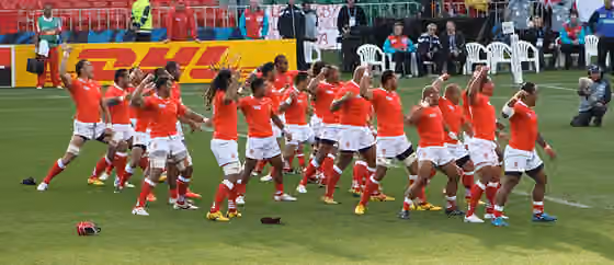 kailao — Tonga national rugby union team presenting Sipi Tau before 2011 Rugby World Cup match against France.