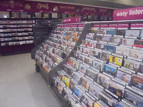 Easy listening — Easy listening CD section, First floor, HMV, the Core, Leeds, West Yorkshire.